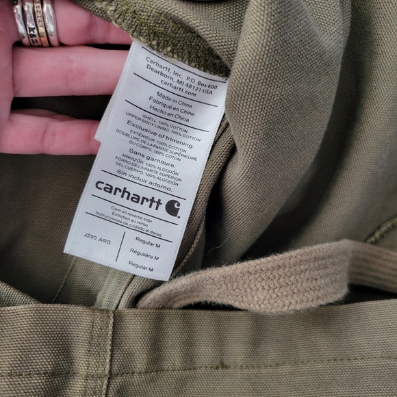 Carhartt Women's Medium Olive Green Canvas Utility Military Jacket Coat Workwear - Picture 7 of 12
